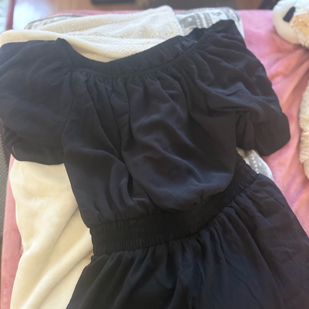 Black Off-Shoulder Elastic-Waist Jumpsuit